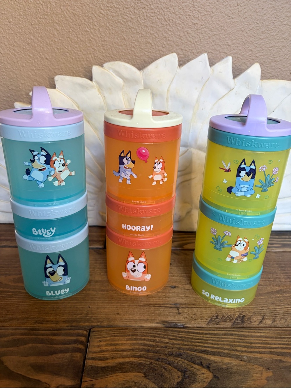 Bluey Kids Snack Containers Blue Green and Orange set of 3